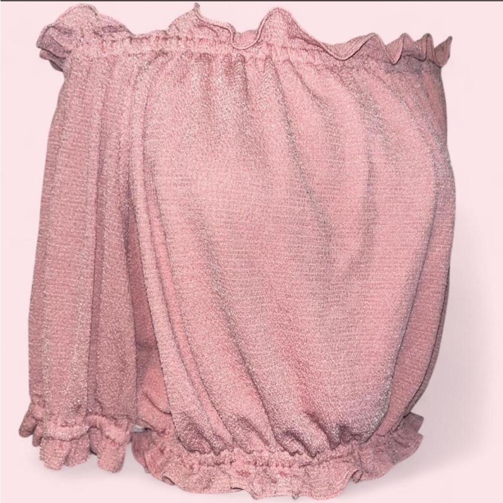 Express Blush Pink Ruffle Detail Crop Top